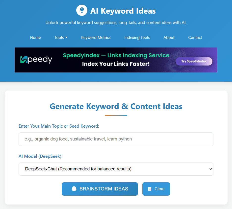 Free SEO tool AI Long-Tail Keyword Generator