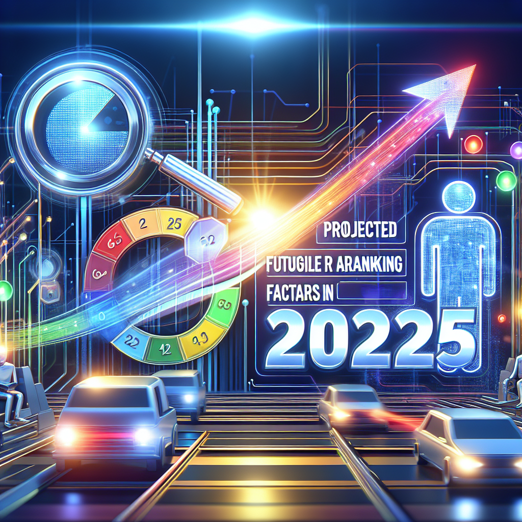 График, показывающий ключевые факторы ранжирования Google в 2025 году, включая E-E-A-T, мобильную оптимизацию, скорость загрузки страницы и качество контента.
