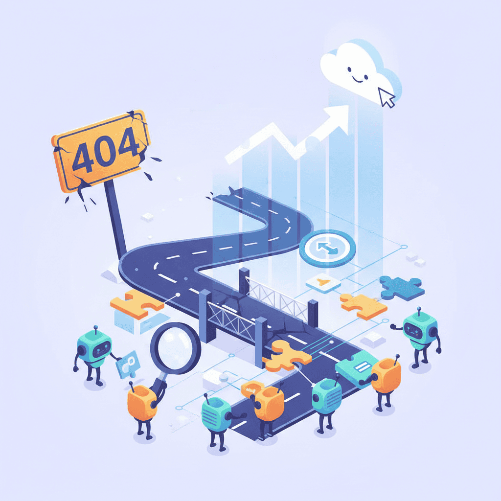 Ошибка 404 на мониторе компьютера, концепция потери трафика и восстановления сайта