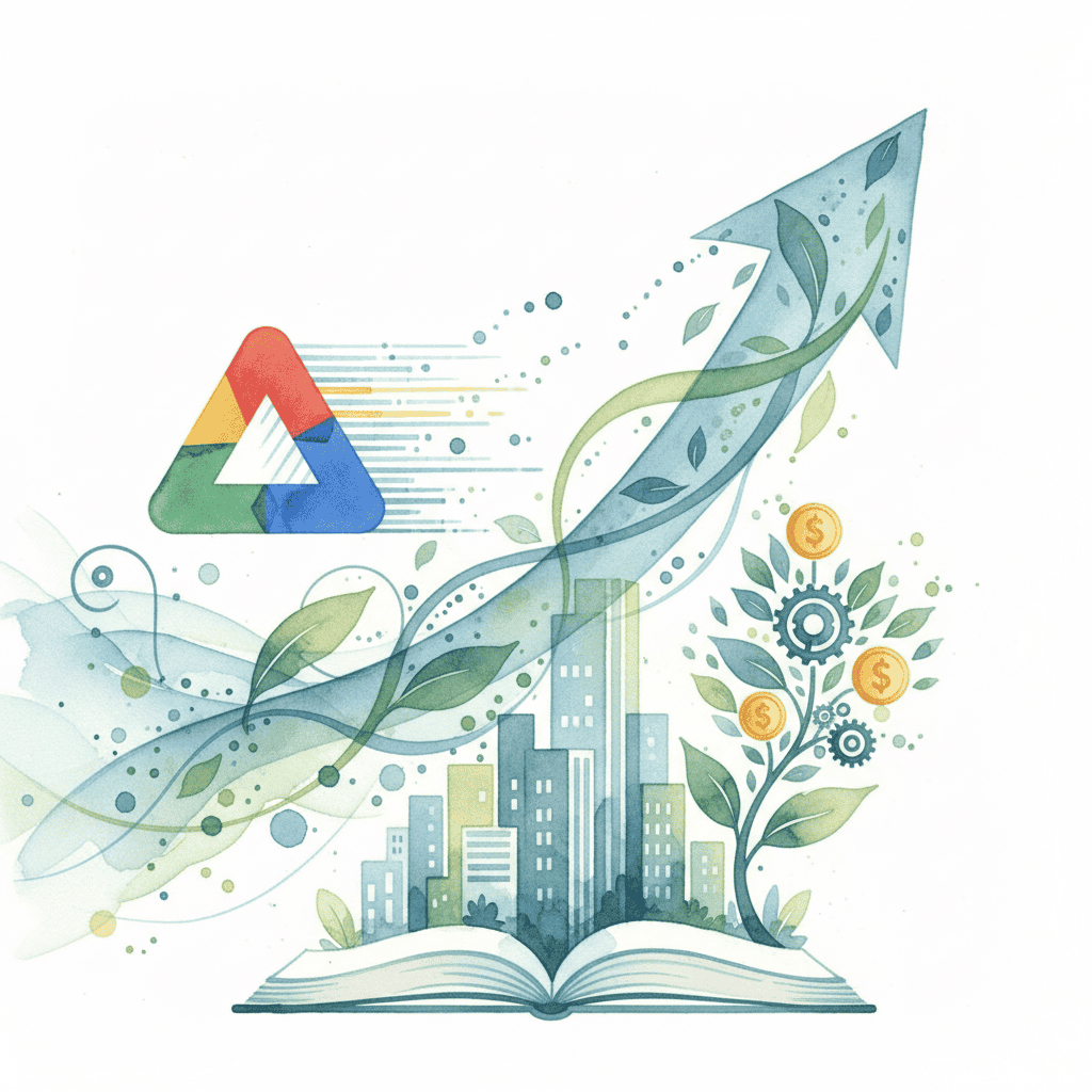 График Google Analytics, демонстрирующий рост ключевых показателей бизнеса