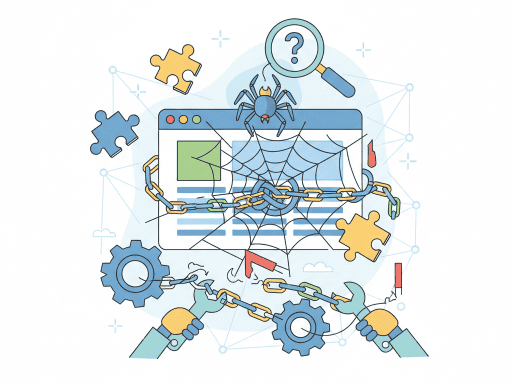 Website crawling and indexing issues visualized: A graphic showing common crawl errors and how they impact search engine visibility.