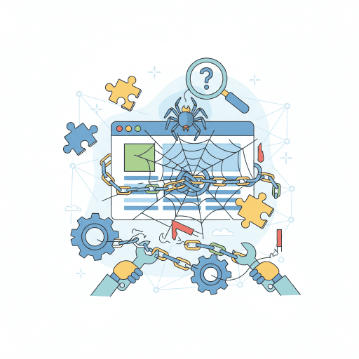 Website crawling and indexing issues visualized: A graphic showing common crawl errors and how they impact search engine visibility.