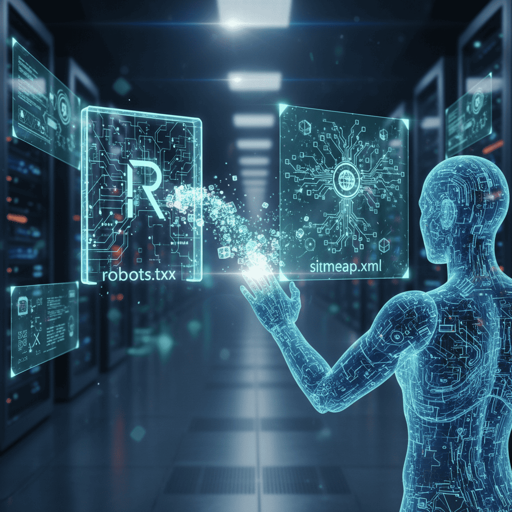 Графическое представление взаимодействия robots.txt и sitemap.xml для эффективной индексации сайта в 2025 году.