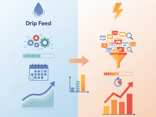 График сравнения скорости индексации Drip Feed, обычной загрузки контента и других методов SEO.
