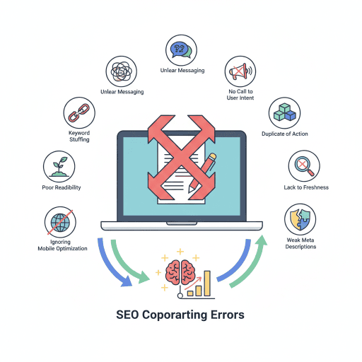 Инфографика: 10 распространенных ошибок в SEO-копирайтинге и способы их исправления